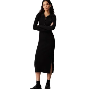 Vestido Casual Calvin Klein Woven Label Rib Polo Ls Dress